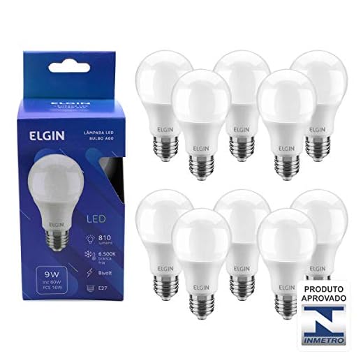 Kit Lampada led 9W 6500k Branco Frio Bivolt - Elgin - 10 Unidades