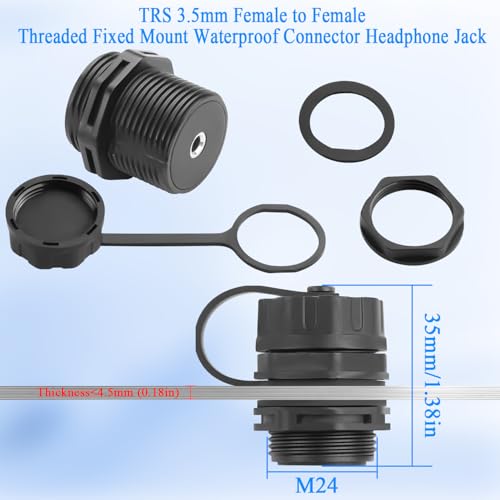 Conector estéreo impermeable TRS 3.5mm hembra a hembra miniatura 4