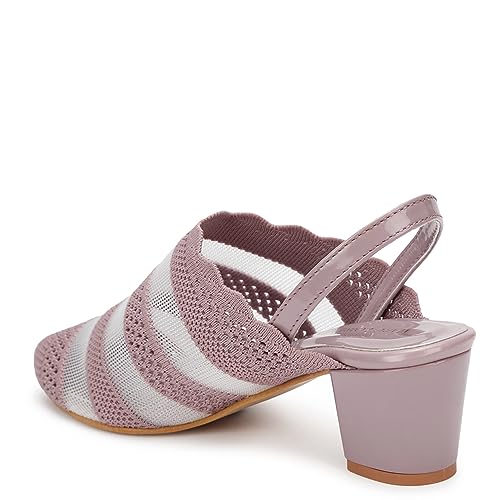 Image of Marc Loire Women's Knitted Round Toe Block Heel Mules for Casual and Formal Wear