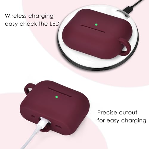 Image of Filoto for AirPods Pro 3 Case (2025), Soft Silicone Protective Case Cover Compatible with Apple AirPods Pro 3rd Generation with Beaded Bracelet Keychain Accessories for Women Burgundy