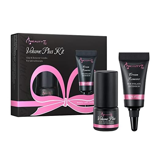 Beauty7 Kit de Crema Removedora con Volume Plus Pegamento 2ml para Extensiones de Pestañas, Tiempo de Secado Rápido 0.1 Seg. Dura 8-10 Semanas para Uso Profesional Salón