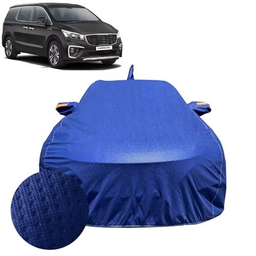 Image of Car Cover Compatible for Kia Carnival (2020-2023) | 100% Waterproof Cover with Reflective Mirror Pockets | Dustproof, Scratchproof, Heatproof Carnival Car Cover |Soft Cotton Lining| Blue