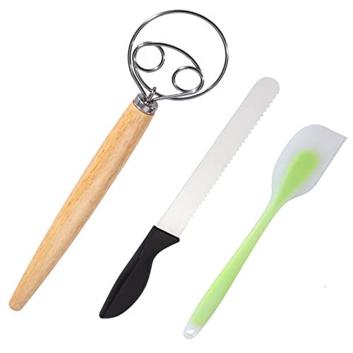 13' Danish Dough Whisk + 10' Bread Knife + 11' Silicone...