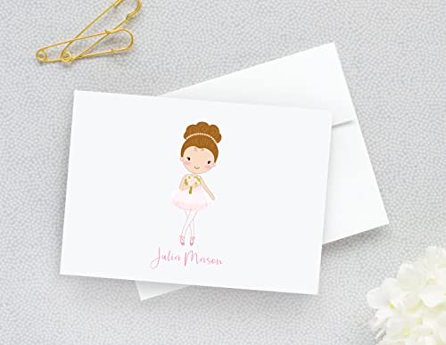 Personalized Ballerina Stationery for Girls, Ballet Note Cards Set, Dancer Ballerina Cards for Her, Note Cards for Her, Kids Thank You Cards, Stationary for Penpals2