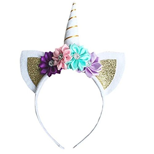 Geyou Baby Girls Party Headbands Decorative Flower Hairband Cute Kids Headwear (Gold)
