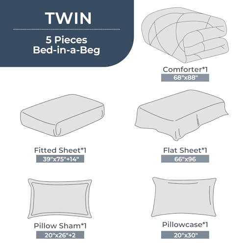 HEVUMYI Red Twin Comforter Set - 5-Piece All Season Bed in a Bag Twin, Ultra Soft Bedding Set with Comforter, Flat Sheet, Fitted Sheet, Pillowcases, Pillow Shams