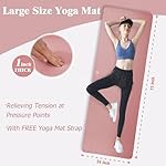 Yoga Mat, One-Inch Extra Thick High Density Exercise Mat, Anti-Tear Exercise Yoga Mat with Carrying Strap, Suitable for Various Yoga Exercises - Image 2