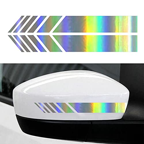 Holographic Laser Car Stripe Graphics Decal Car Rear View Mirror Stickers Diy Car Body Sticker Side Stripe Decal 7.87'' X 0.78'', Colorful #TOP3