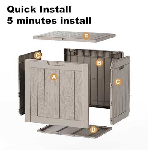 Image of 30 Gallon Outdoor Storage Box - Deck Box Waterproof Patio Furniture, Garden Tools, Cushions, Pool Accessories Outside Storage Resin Box,Light Brown