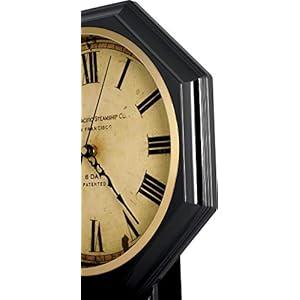 JUSTIME Traditional Schoolhouse Vintage Roman Pendulum Wall Clock Chimes Hourly with Westminster Melody. (PP-VR-GM Gun Metal) JUSTIME Traditional Schoolhouse Vintage Roman Pendulum Wall Clock Chimes Hourly with Westminster Melody PP VR GM Gun Metal