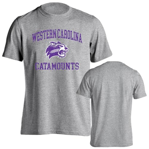 Sport Your Gear Western Carolina Catamounts Distressed Retro Logo Short Sleeve T-Shirt - Athletic Heather - Large