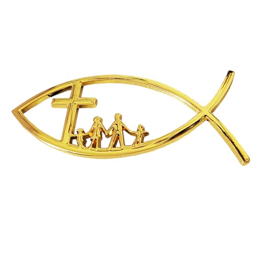 Emblema de cruz para coche y moto, insignia metálica de pez cristiano 5