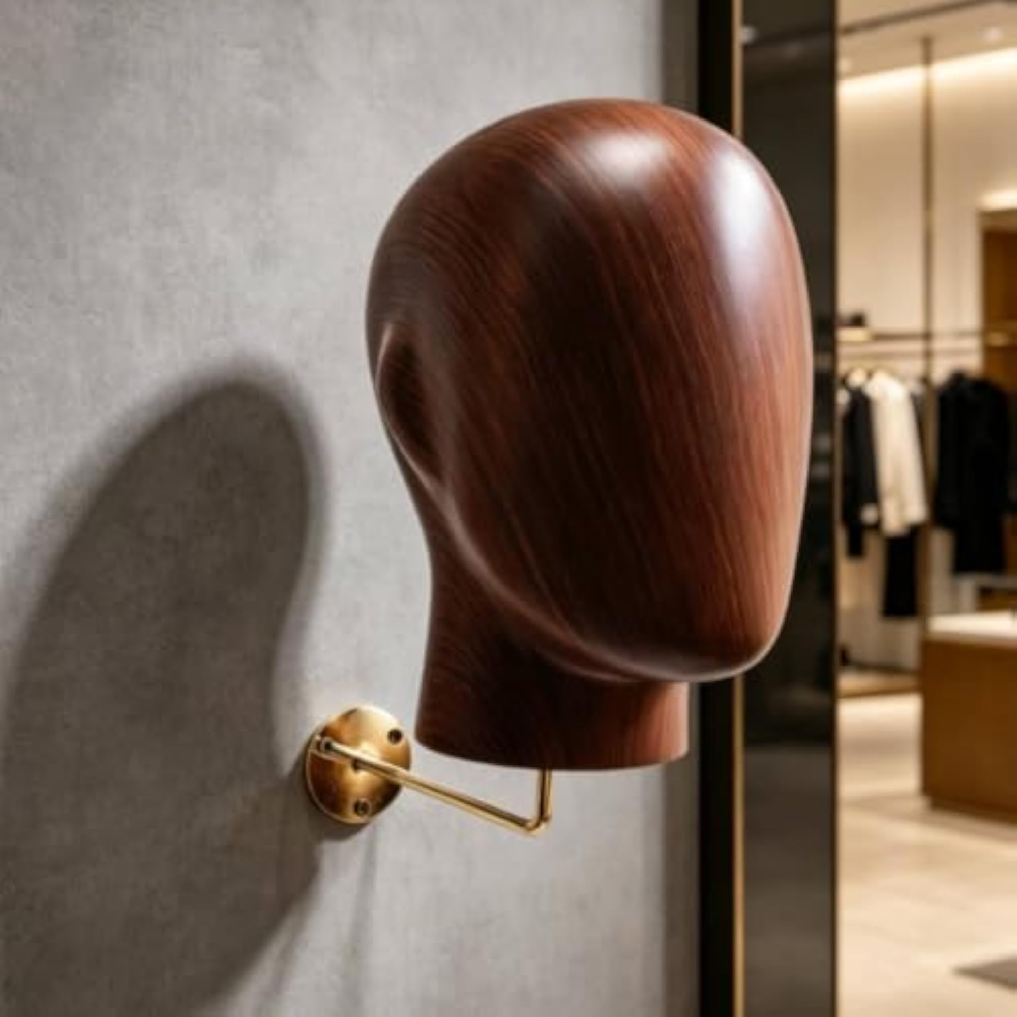 Wall-Mounted Mannequin Head with Round Mounting Plate