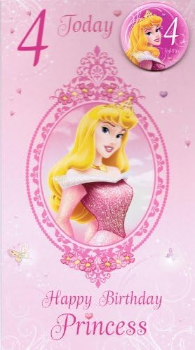 Disney Princess Birthday Card with Badge - Age 4