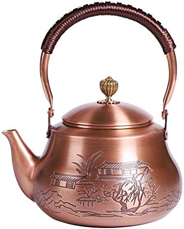 Amazon Com 老铜壶茶壶紫铜纯手工提梁壶泡茶烧水壶大号大容量老式家用功夫茶 Teacups