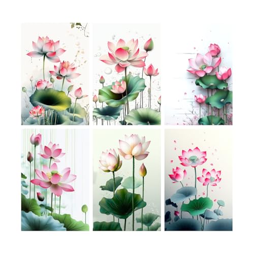 Image of SiddArtify Lotus Flower Wall Art Prints Set - Botanical Poster Decor for Living Room Bedroom Office - Set of 2-4x6 Inch - Board (Pack of 6) - Sticker (Pack of 6)