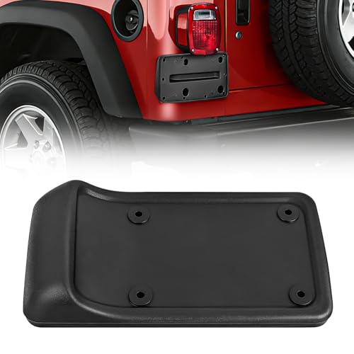 Nilight Rear License Plate Frame Holder Bracket for 1997 1998 1999 2000 2001 2002 2003 2004 2005 2006 Jeep Wrangler TJ Accessories Replace #55174994 Plastic License Plate Mounting Black
