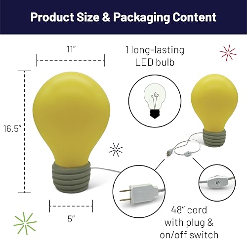 Image of 16.5-Inch Lightbulb Novelty Light - LED Lighted Novelty Blow Mold Lamp - Fun, Quirky Decoration for Kitchen or Party Display