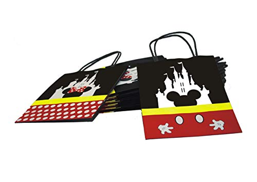 Moaxmoa Treat Bags Castle Gift Party Paper Bags With Handle For Birthday Baby Shower Mickey Minnie Theme Party Decorations Supplies- 12Pcs #TOP4