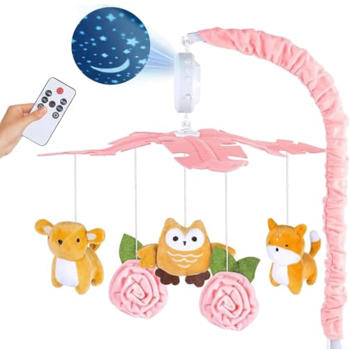 Image of SNOWIE SOFT Baby Crib Mobile with Music and Lights Starlight Projection, Remote Control Nursery Mobile for Infant Sleep Support