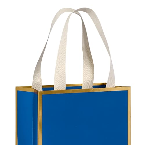 Image of Papyrus 9 inch Medium Gift Bag (Blue and Gold) for Christmas, Birthdays, Weddings, Anniversaries and All Occasions (1 Bag)