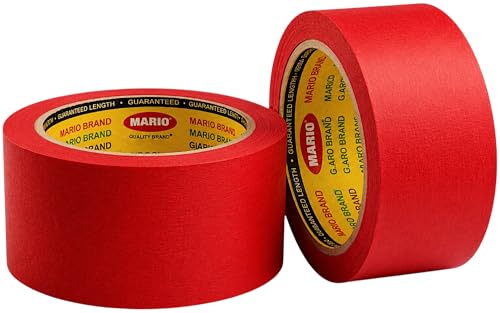 Image of Mario Red Masking Tape - 20 Meter Length, 48mm Width - Painter's Masking Tape for Surface Protection, DIY & Painting - Easy Tear, Clean Removal - Pack of 2 Rolls