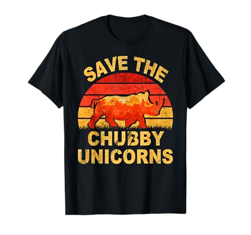 Save the Chubby Unicorns. Hipster retro Gracioso Camiseta