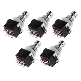 5-PACK 3PDT LOCKING SWITCHES: Includes five LONGLASTING 3PDT foot switches in black, red, and blue for immediate use in pedal building or repairs. ON/ON FUNCTION: Reliable dual-circuit switching enables seamless activation of multiple effects paths d...