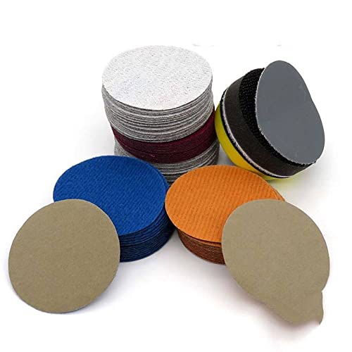 BONOCO Papel de areia 50 peças de 2 polegadas sortidas de papel de lixa resistente à água com gancho e laço de carboneto de silicone para lixamento húmido ou seco, grão 400