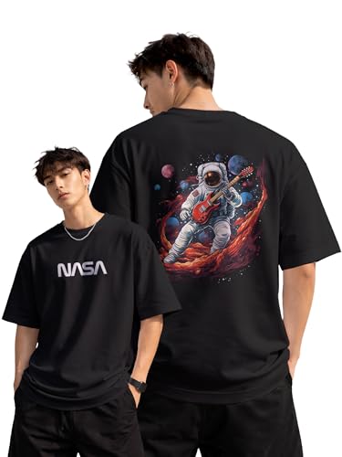 Image of fanideaz Mens Oversized Printed Half Sleeve Branded Cotton T-Shirt for Mens || Back Printed t Shirts for Men || Oversized t Shirts for Men