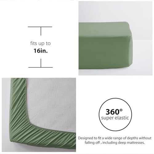 Image of Zzlpp Queen Comforter Set 7 pieces, Sage Green Seersucker Bed in a Bag with Comforter and Sheets, All Season Bedding Sets with 1 Comforter, 2 Pillow Shams, 2 Pillowcases, 1 Flat Sheet, 1 Fitted Sheet