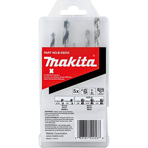 Makita B-59243 5 Pc. Assorted SDS-Plus Drill Bit Set, Metal, Wood - image 6