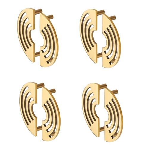 Image of COMPASS Stainless Steel Camila Cabinet Knobs, Drawer Pulls, Knobs for Dresser Drawers, Drawer Knobs Handle, Kitchen Knobs (PVD Gold Finish) Pack of 8 pcs