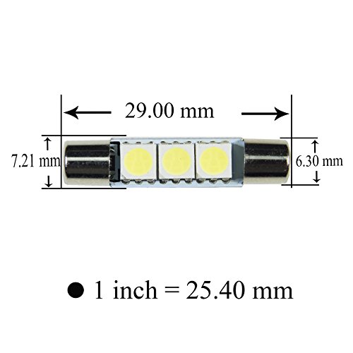 PA LED 4x LED 5050 3SMD Bombilla Fuse Festoon 29mm blanca miniatura 2