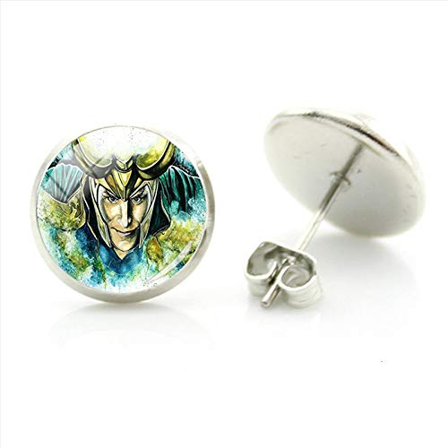 Pendientes de tuerca, diseño vintage de Loki God of Mischief Cover