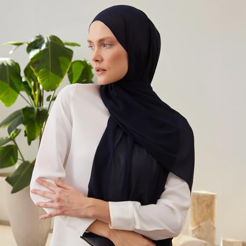 Modest Small Luxury Chiffon Hijab | Premium Lightweight, Flowy and Textured Chiffon Wrap Head Scarf for Women2