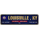 Louisville, KY Street Sign Vintage Rustic Retro Wall Decor Funny Metal Acrylic Sign 8x3 inch