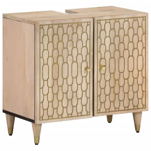 Genérico Armario de Lavabo para baño Madera Maciza de Mango 62x33x58 cm,Mobiliario,Armarios y Almacenamiento,Tocadores,Tocadores de baño,Marrón,15.09 KG,358267