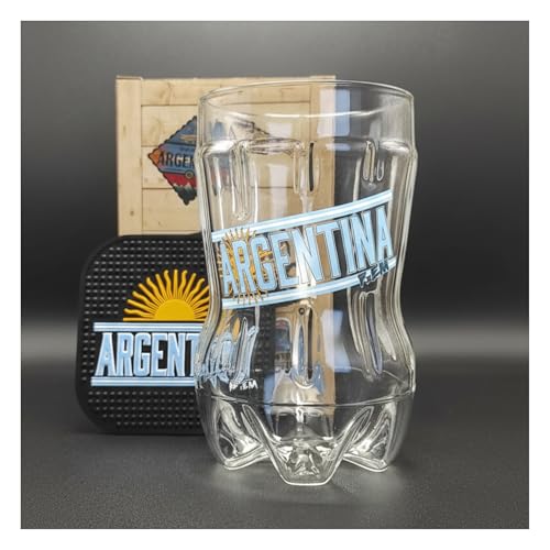 Ferneteros X El Mundo Vaso De Vidrio Para Fernet Con Forma De Botella Cortada En Caja Decorativa - Edición Argentina - Capacidad 700cc - Incluye Posavasos Y Pegatinas Edición Argentina