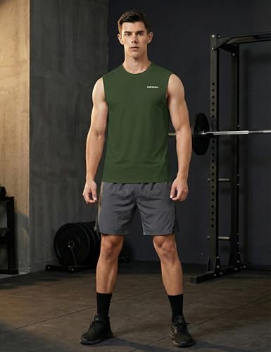 Image of DEMOZU Men's Sleeveless Workout Swim Shirt Quick Dry Athletic Muscle Beach Tank Top Big and Tall