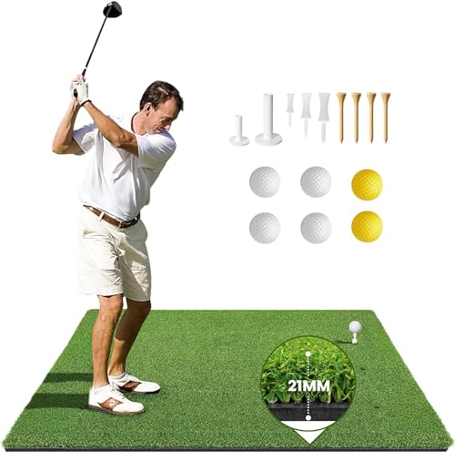 ToVii 5x4ft Golf Hitting Mat | Premium Artificial Turf with Rubber Foam Padding | Golf Mat for Indoor/Outdoor Practice | Come with 2 Rubber Tees, 7 Golf Tees and 6 Golf Balls