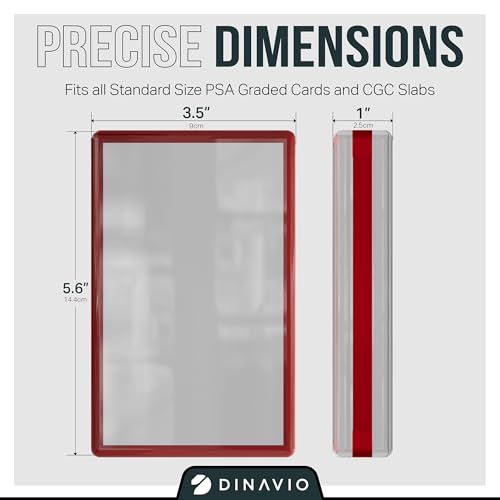 Image of PSA Graded Card Display Acrylic Case for Standard PSA and CGC Slabs - Slab Case - PSA Card Case - Graded Card Display Case - Updated Dimensions - Stand Included (Red Border)