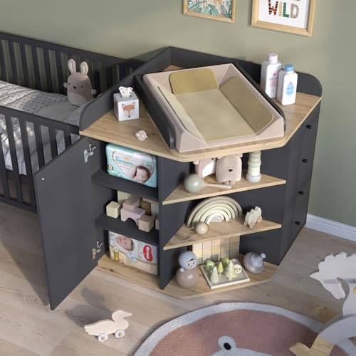 Commode à langer Aria Vicco anthracite pour sécuriser le change de bébé - 6