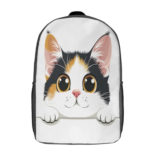 Sac à dos chat 3D 17 pouces avec sac à déjeuner assorti pour adolescents