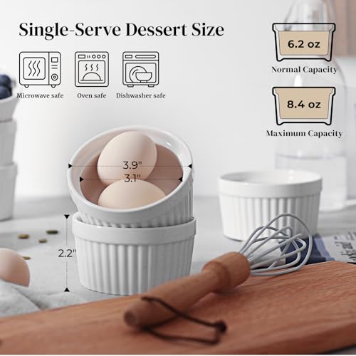 DOWAN Creme Brulee Schälchen, Souffle Förmchen Backofenfest, 6er, 180 ml – Ansicht 2