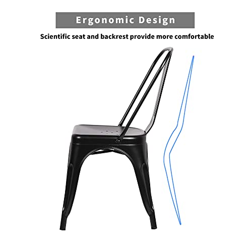 Sanshreuni Dining Chairs Set Of 4 Vintage Industrial Style Stacking Patio Kitchen Garden Metal Chairs Set Of 4 For Indoor And Outdoor Use, Black #TOP5