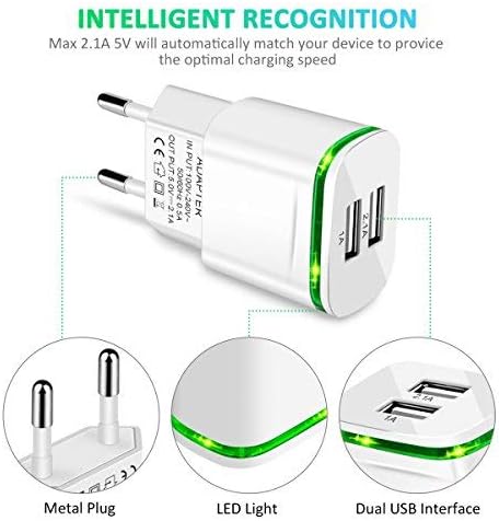 4-Pack European Plug Adapter, LUOATIP 2.1A Europe Dual USB Wall Charger Travel Power Adaptor for iPhone 13 12 11 XS Max XR X 8 7 6 6S Plus 5 5S 5C SE, Samsung Galaxy, Pad, LG, Android, Cell Phone