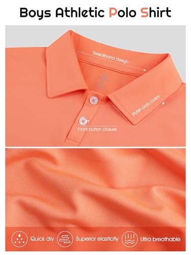Resinta 3 Pack Boys Dry-Fit Active Athletic Performance Polo Short Sleeve Golf Shirt Cool Quick Dry Training Workout Shirts2