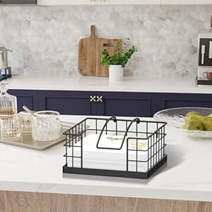 Honiter Napkin Holder for Table, Farmhouse Napkins Holder with Weighted Arm, Wood Napkin Holders for Kitchen, Flat Napkin Dispenser for Countertop, Dining Room, Rustic Brown Honiter Napkin Holder for Table Farmhouse Napkins Holder with Weighted Arm Wood Napkin Holders for Kitchen Flat Napkin Dispenser for Countertop Dining Room Rustic Brown