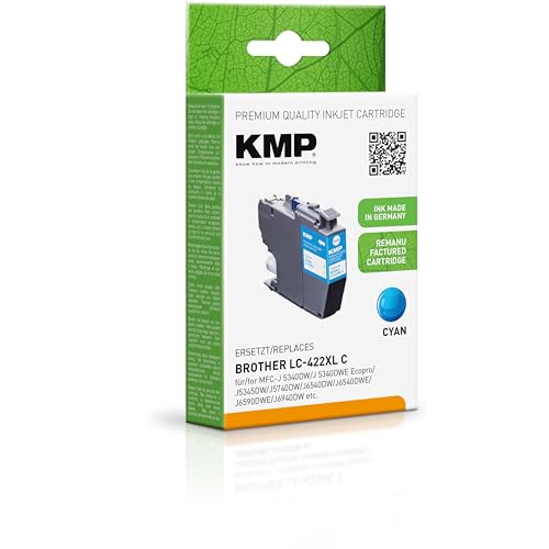 KMP Cartouche d'encre Compatible avec Brother LC422XLC Cyan – 1552,4003 – pour Brother MFC-J 5340DW, J 5340DWE Ecopro, J5345DW, J 5740DW, J 6540DW, J 6... etc.